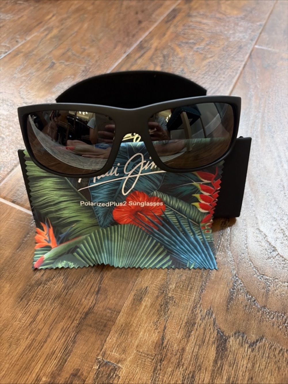 Maui Jim Matte Black Polarized Sunglasses with Brown Mirrored Lenses